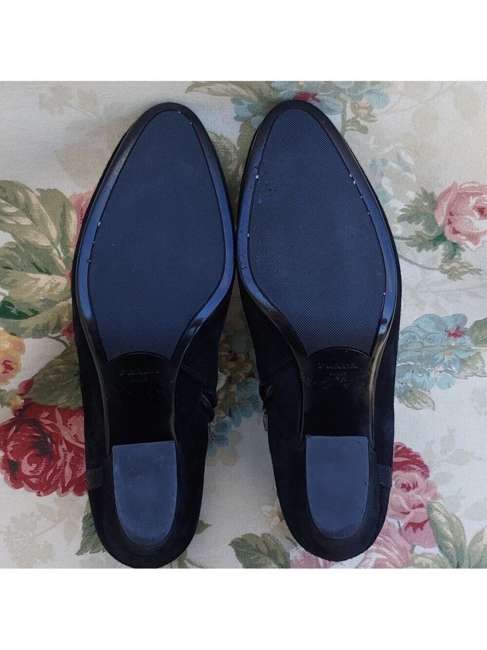 PRADA Black Suede Block Heel Ankle Booties Women's Size US 9 EURO 40 - Picture 5 of 17
